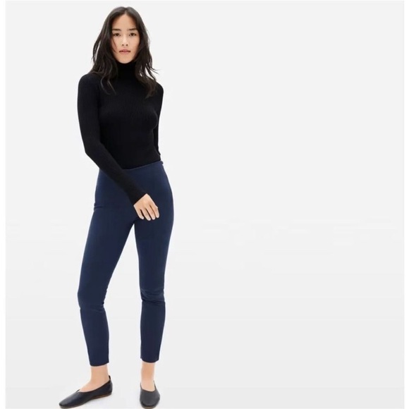 Everlane Blue Stretch Ankle Crop Side Zip Work Career Trouser Pull On Pants 0 - Picture 2 of 9